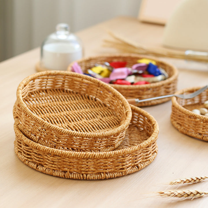 Handcrafted Round Woven Serving Tray Bowlift