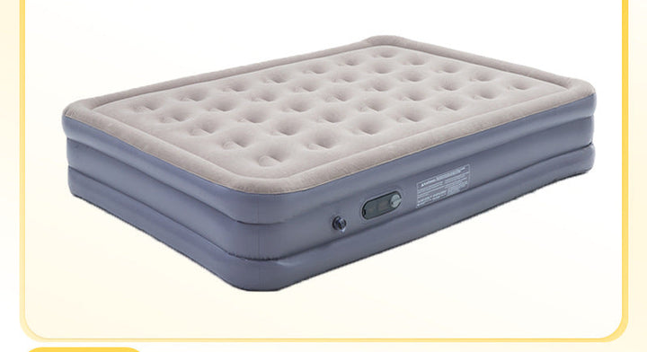 electric inflatable single air mattress with integrated auto pump, flocked tufted sleeping surface and raised edge support Bowlift