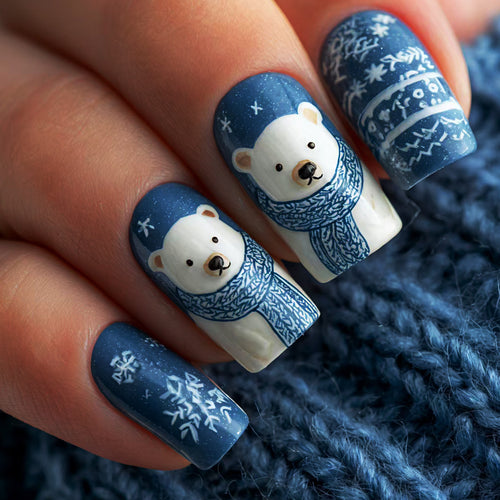 Winter-Themed Polar Bear Nail Art Bowlift