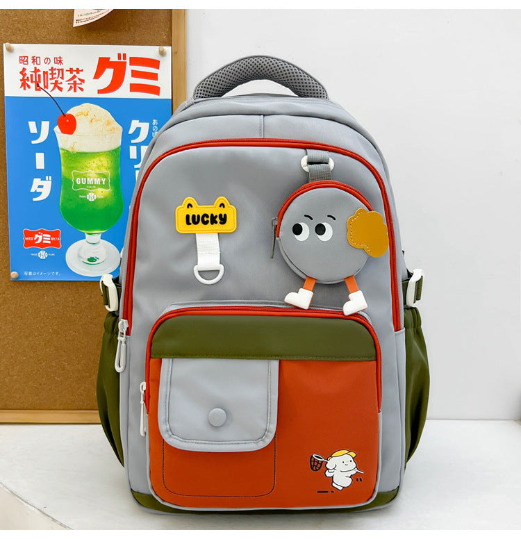 Cute Character-Designed Multi-Pocket School Backpack Bowlift