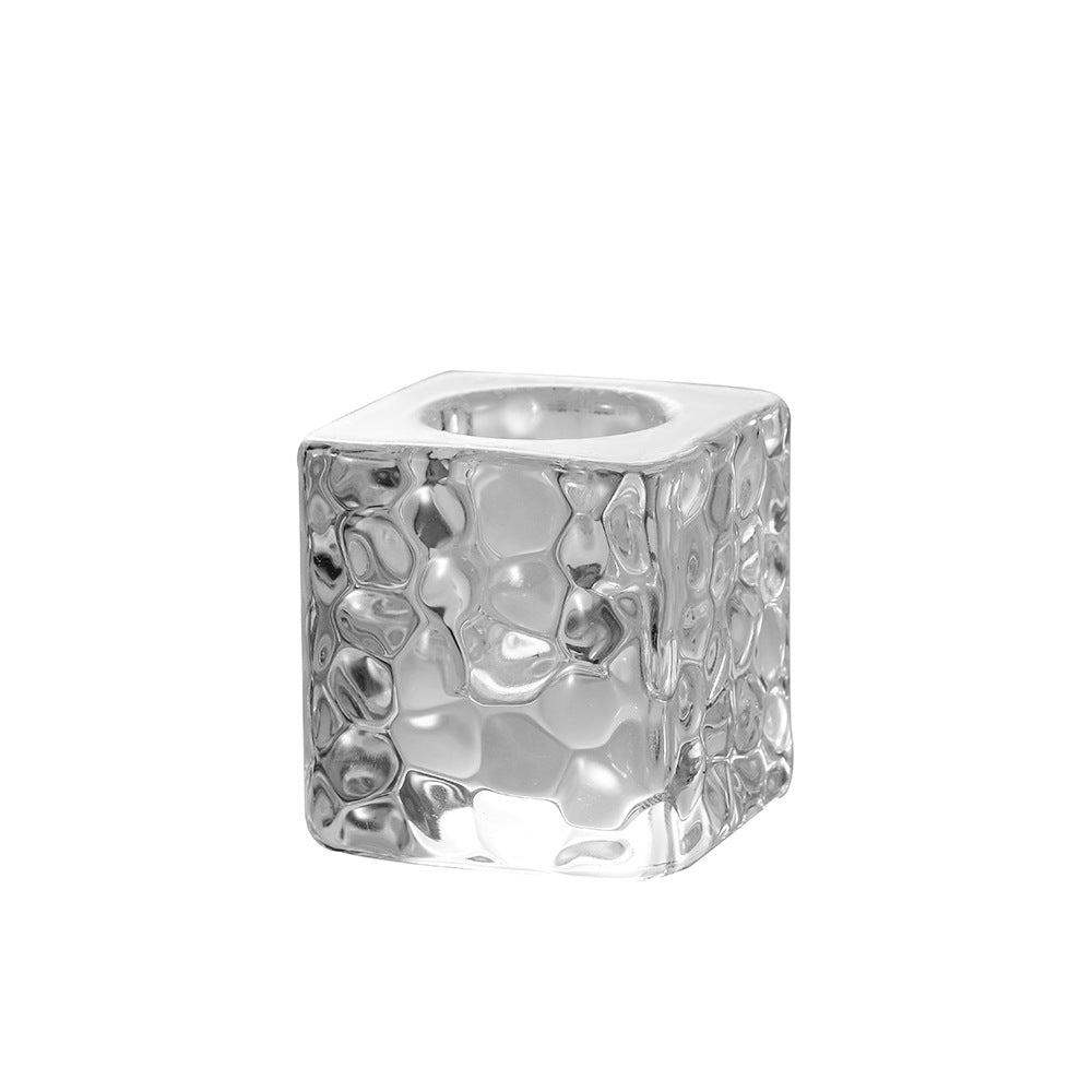 Square Ribbed Glass Votive Candle Holder Bowlift
