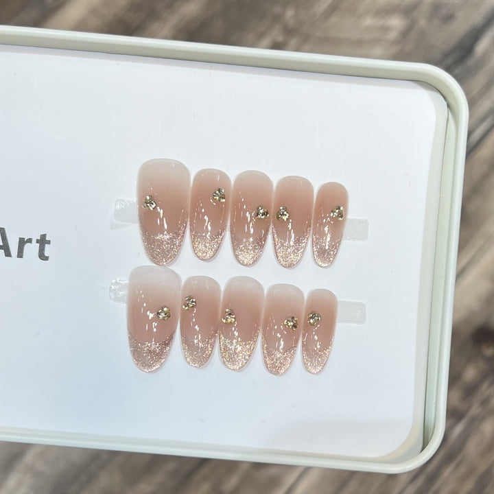 Elegant Stiletto Press-On Nail Set with Decorative Accents Bowlift