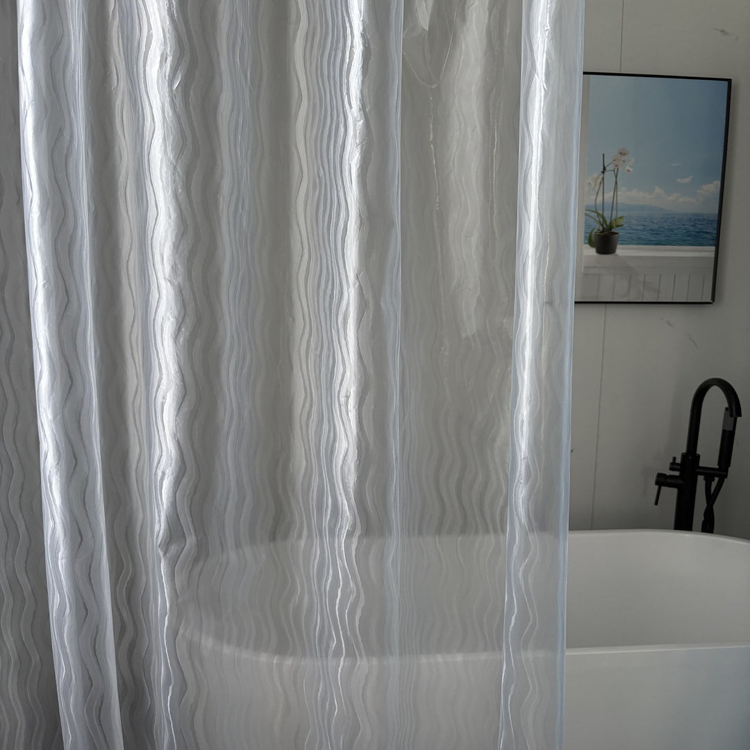 Textured Wave Pattern Shower Curtain Bowlift