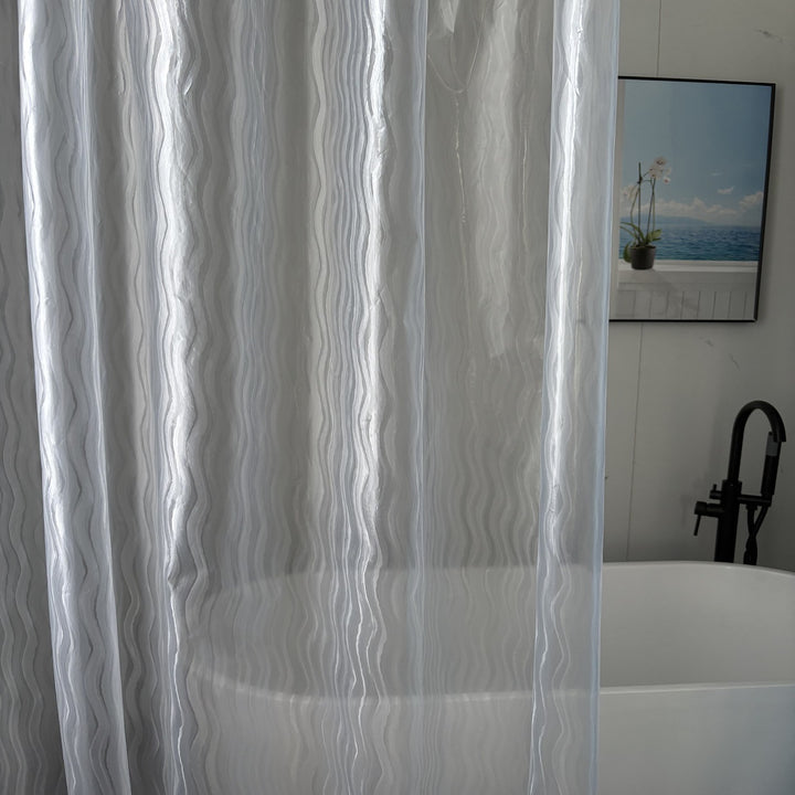 Textured Wave Pattern Shower Curtain Bowlift