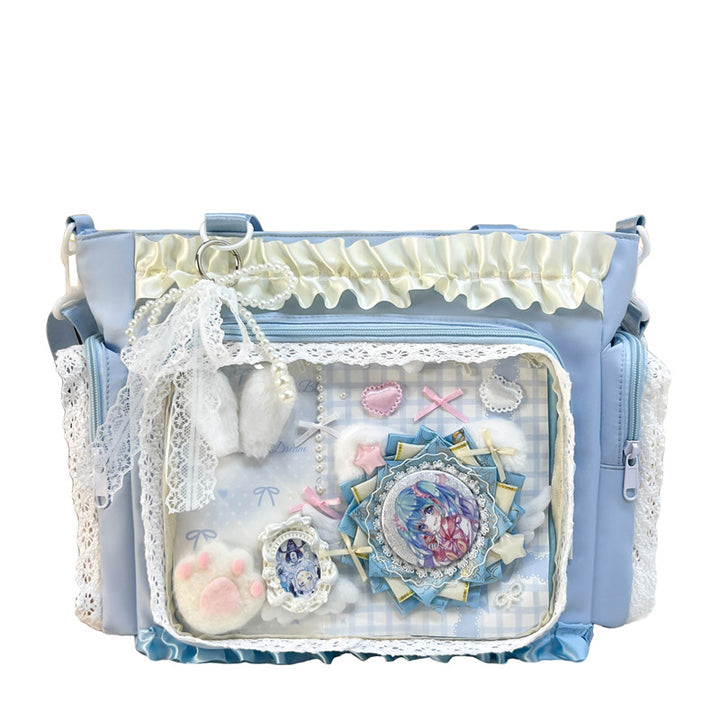 Shoulder bag with transparent front and playful applications Bowlift