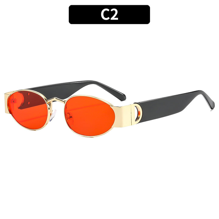 Retro Chic Oval Frame Sunglasses