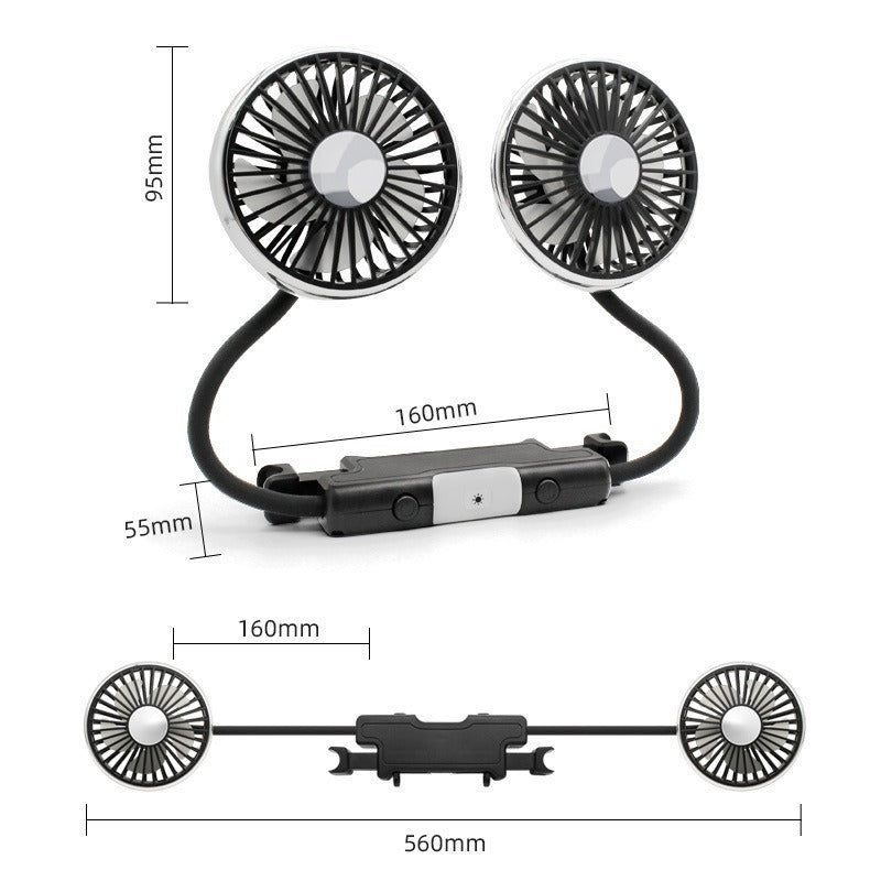 Portable Dual Head Car Cooling Fan Bowlift
