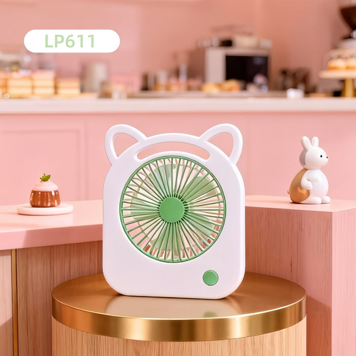 Ladies Portable Mini Table Fan with Cute Character Design Bowlift