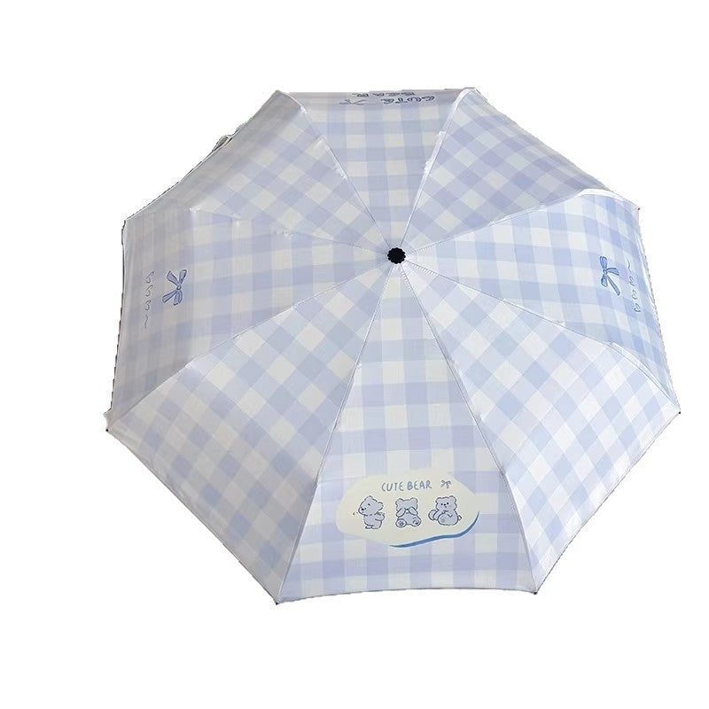 Women's Foldable Umbrella with Playful Checkered Pattern Bowlift