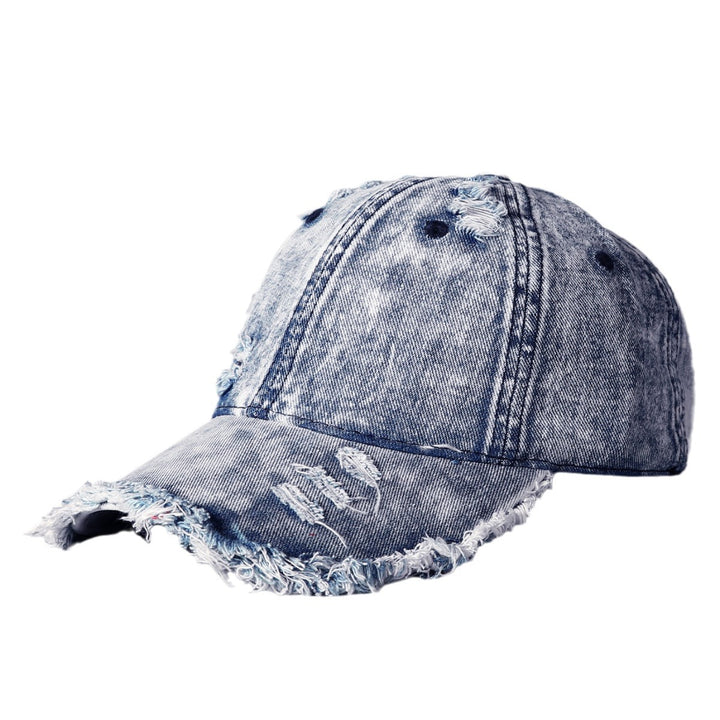 Men's Distressed Vintage Denim Baseball Cap Bowlift
