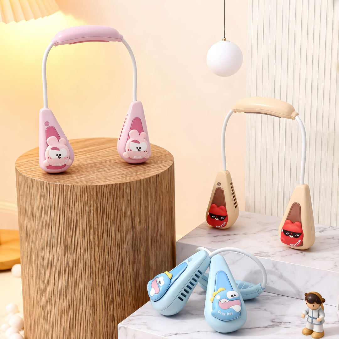 Ladies Portable Neck Fan with Cute Animal Design Bowlift