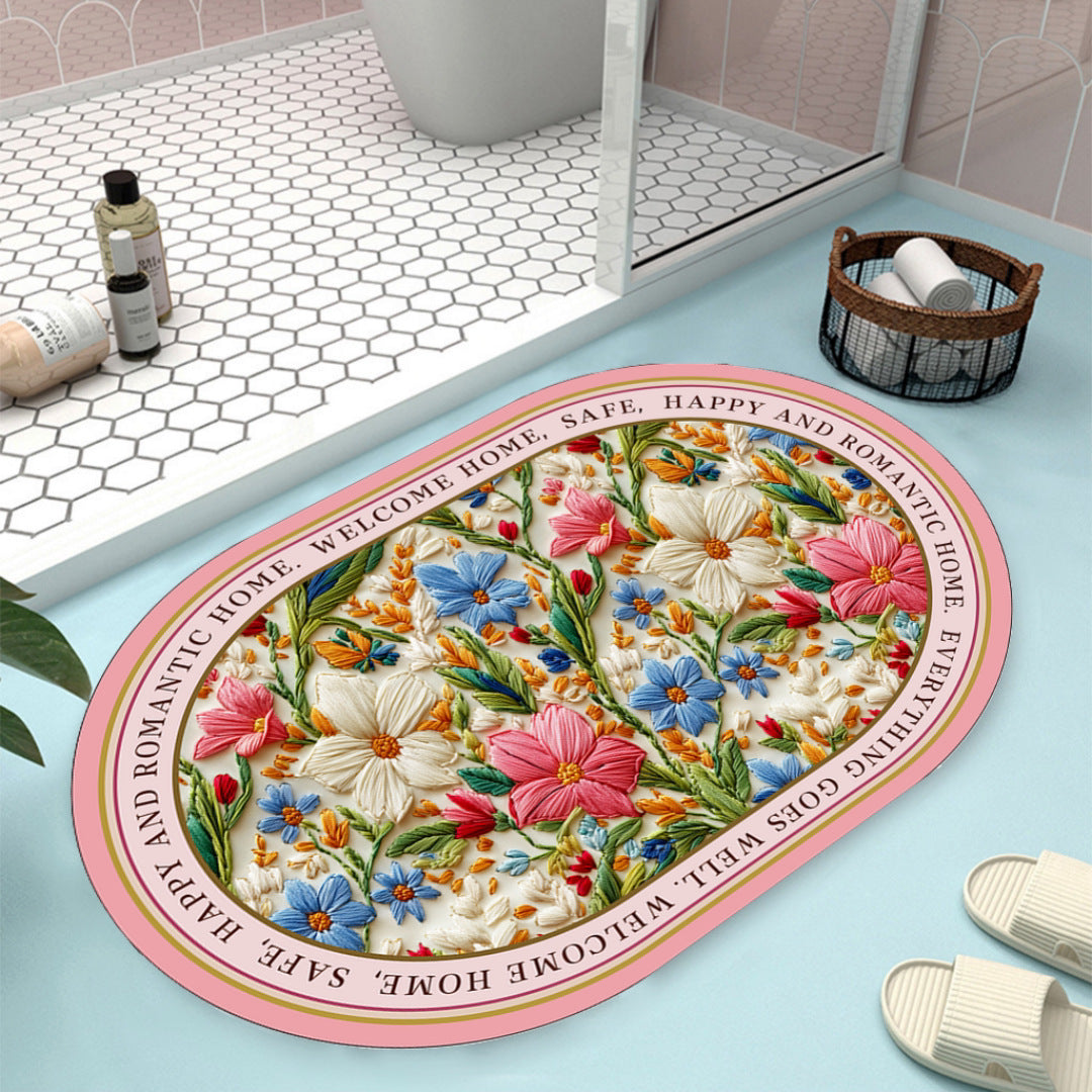 Floral Design Bath Mat Bowlift