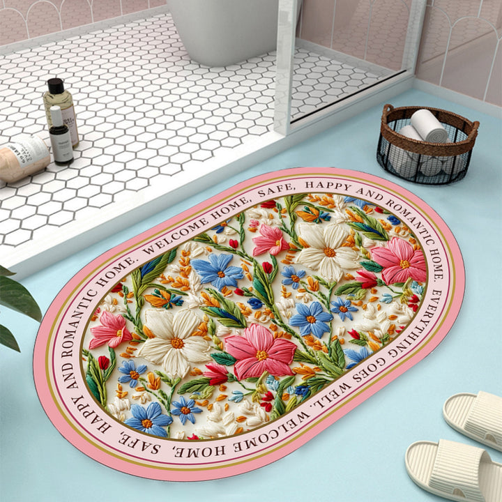 Floral Design Bath Mat Bowlift
