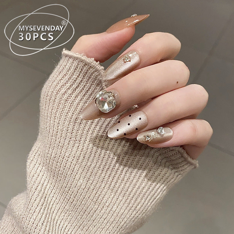Elegant Stiletto Press-On Nail Set with Crystal Accents Bowlift