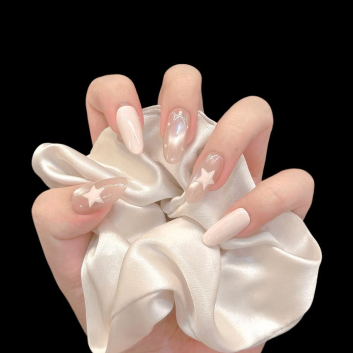 Decorative Press-On Nail Art Set with Star Accents Bowlift