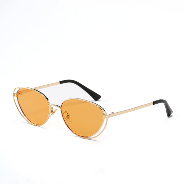 Ladies geometric sunglasses with red lenses and elegant metal frame Bowlift
