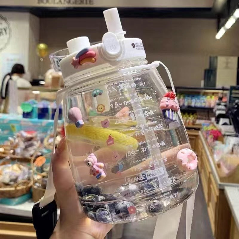 Women large motivational water bottle with leak-proof lid system Bowlift