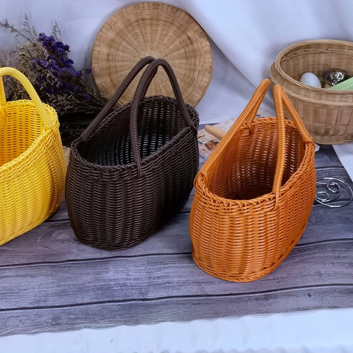 Women braided storage basket with sturdy carrying handles Bowlift