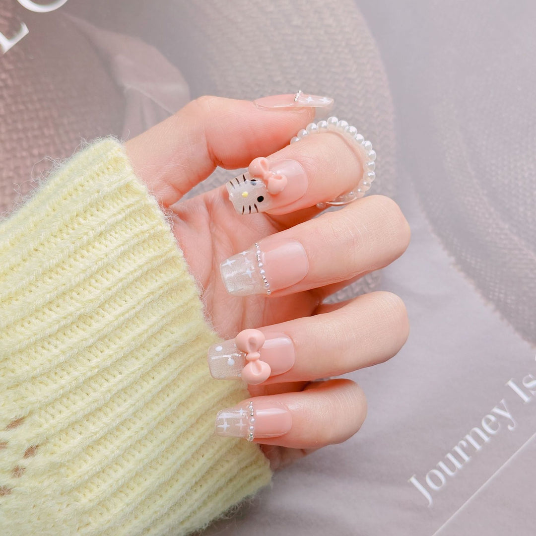 Elegant French Tip Press-On Nails Bowlift
