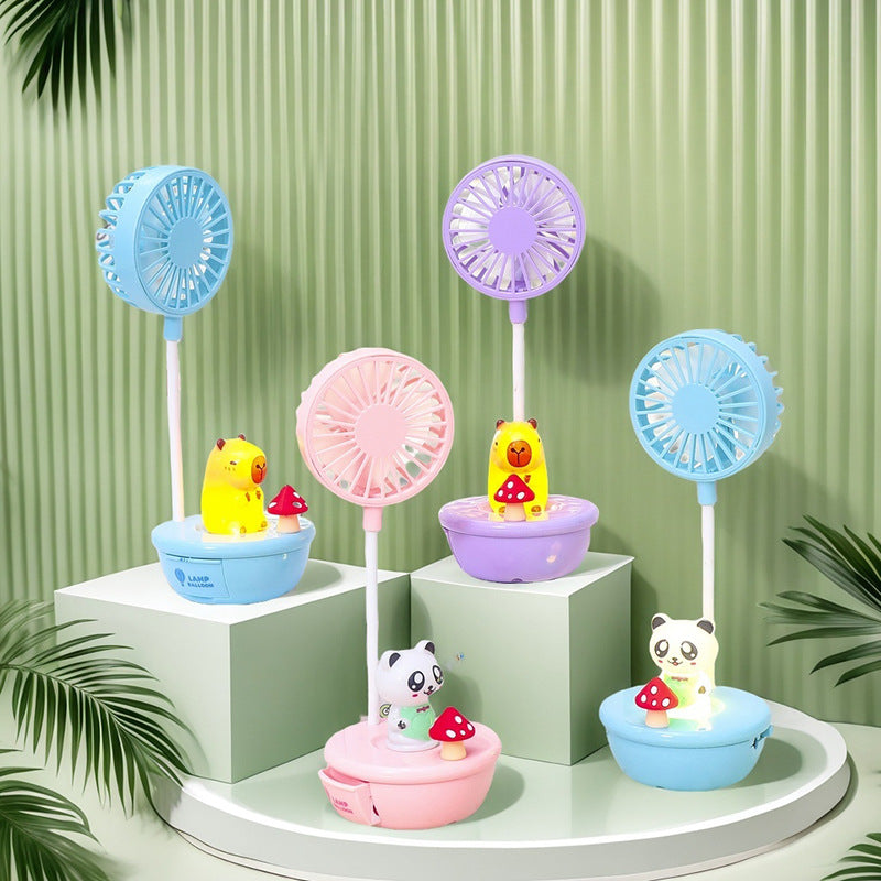 Women Portable Hand Fan with LED Panda Design Bowlift