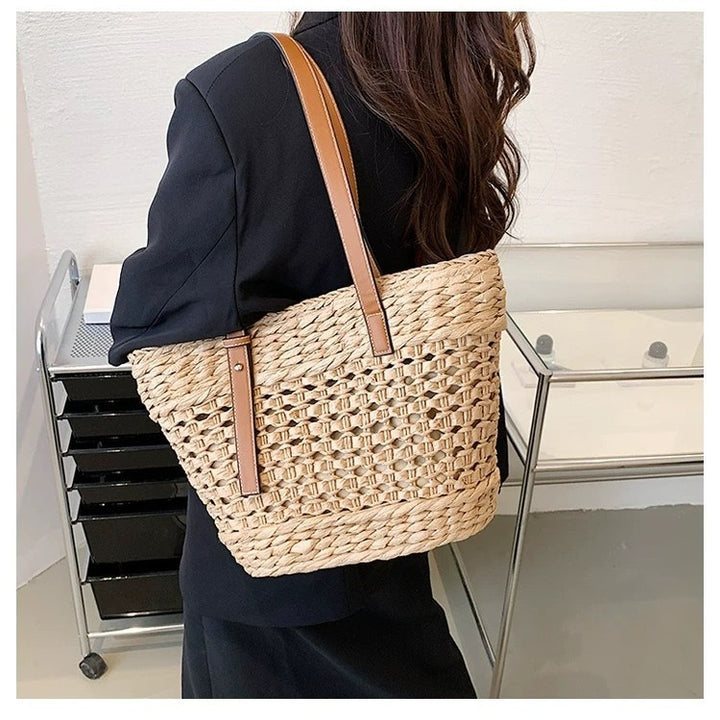 Basket bag with elegant leather handle Bowlift