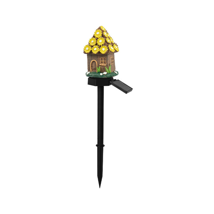Whimsical Solar-Powered LED Fairy House Garden Stake Bowlift