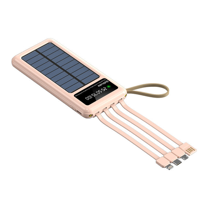 Solar power bank with integrated light and multifunctional USB charging cable Bowlift