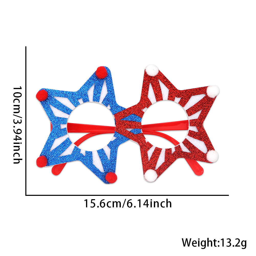 Unisex nan patriotic glitter novelty party glasses with USA letter topper Bowlift