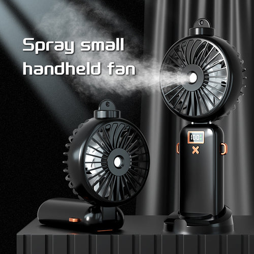 Cooling compact rechargeable adjustable-angle dual-head personal fan with digital battery display and magnetic dock Bowlift