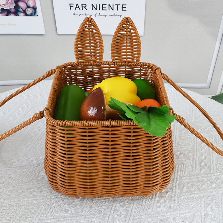 Cute Bunny-Shaped Woven Storage Basket Bowlift