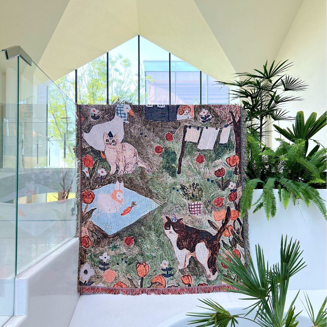 Artistic Farm-Themed Throw Blanket