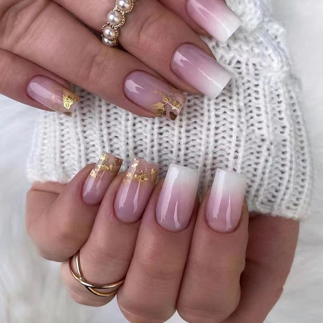 Stunning Ombre and Glitter Nail Extensions Bowlift