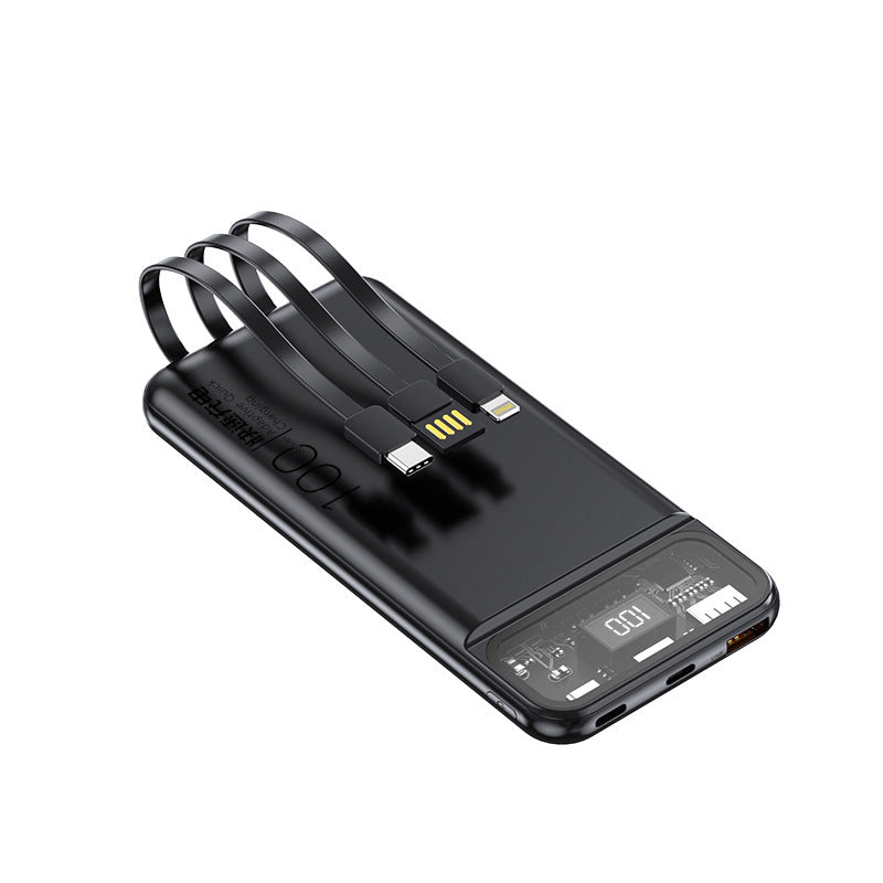Portable power bank with multifunctional cable system and digital display Bowlift
