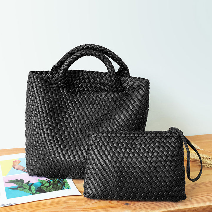 Elegant Braided Handbag with Removable Clutch Bowlift