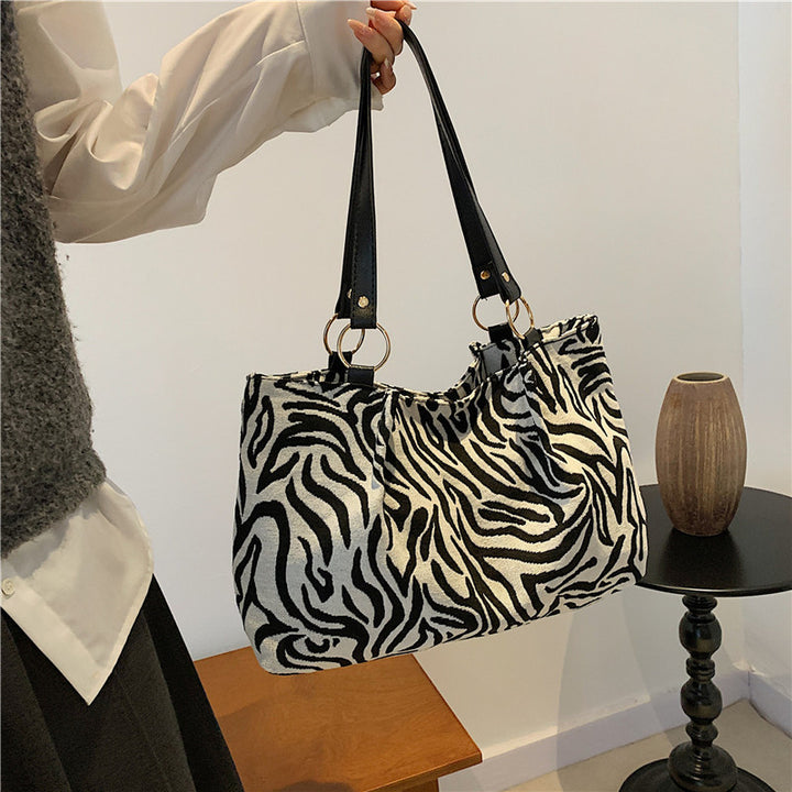Stylish Zebra Print Canvas Tote Bag Bowlift