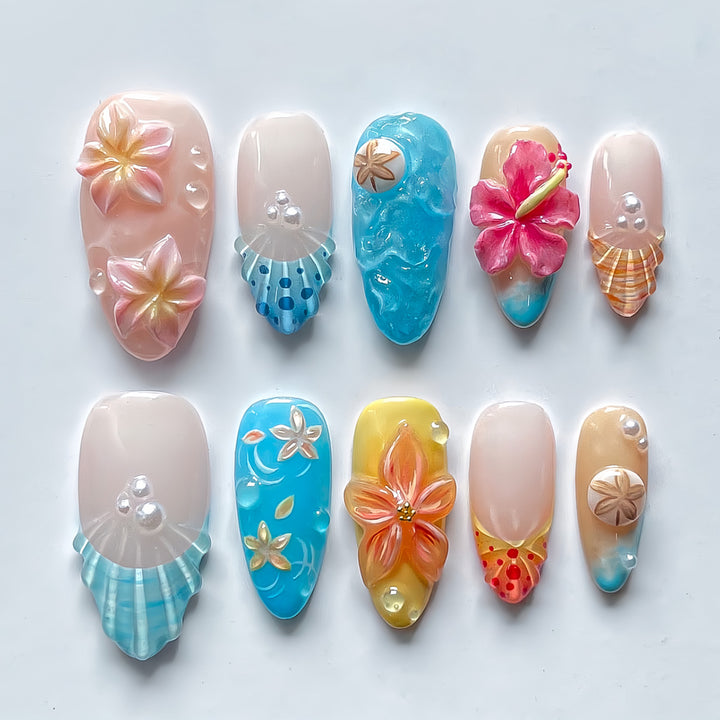 Tropical-Themed 3D Press-On Nails Bowlift