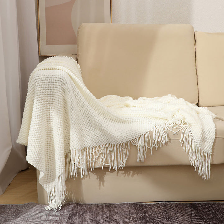 Decorative Fringe Knit Throw Blanket
