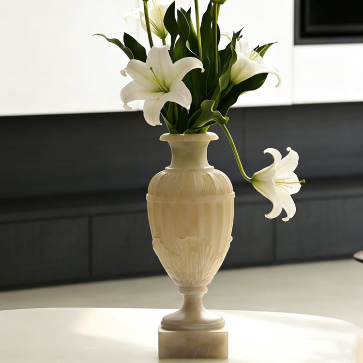 Elegant Handcrafted Alabaster Decorative Vase