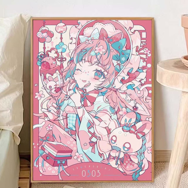 Whimsical Anime-Inspired Canvas Art Print Bowlift