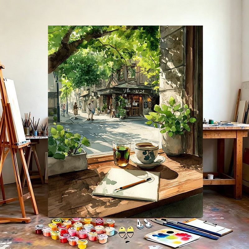 Urban Café Scene Canvas Art Print Bowlift