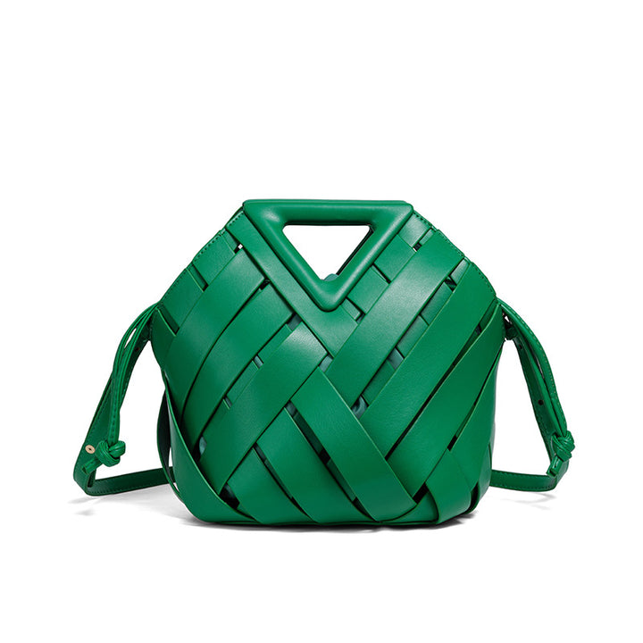 Woven Leather Handbag Bowlift