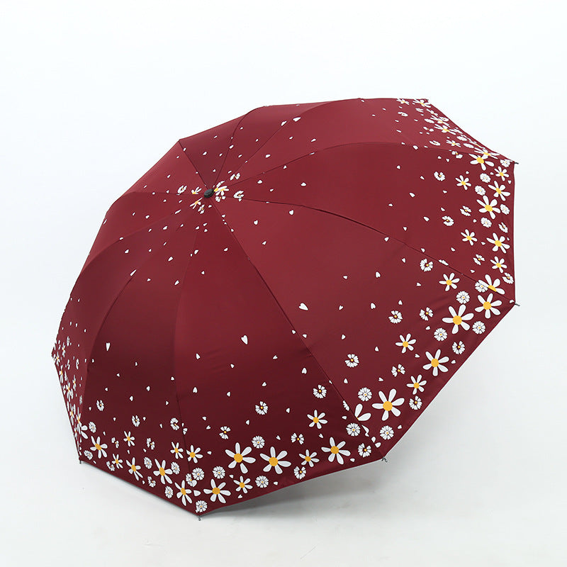 Ladies umbrella with floral design and reinforced frame Bowlift