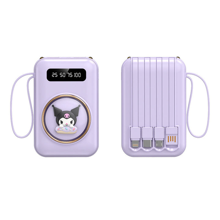 Funny power bank with integrated charging cables Bowlift
