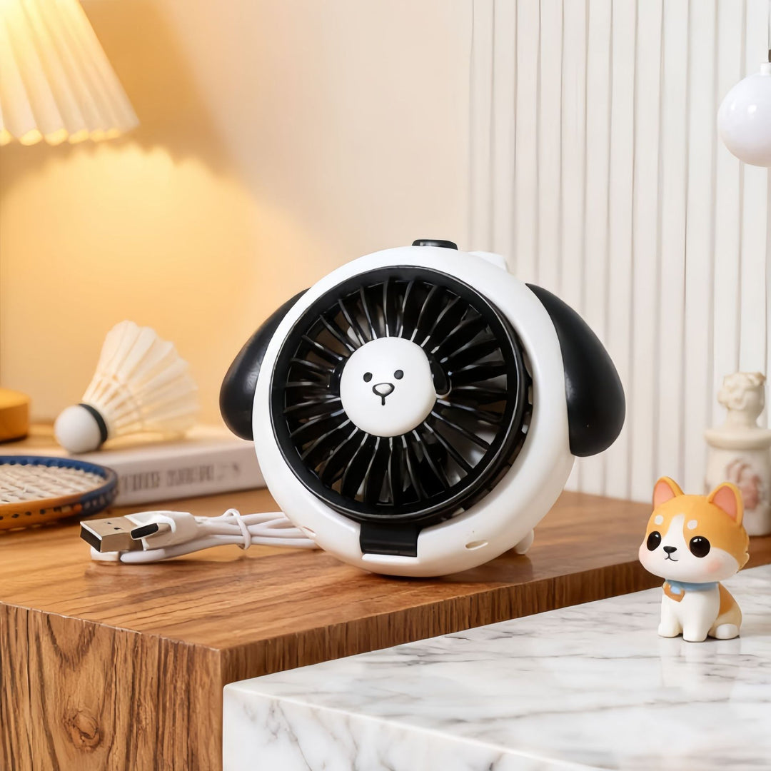 Ladies Portable Hand Fan with Childlike Design Bowlift