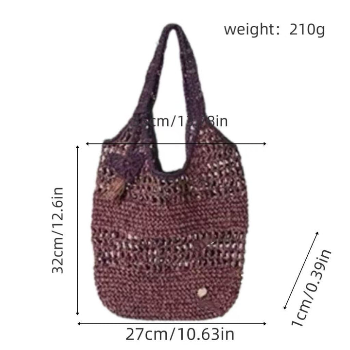 Tote bag made from hand-crocheted yarn with ergonomic shoulder straps Bowlift