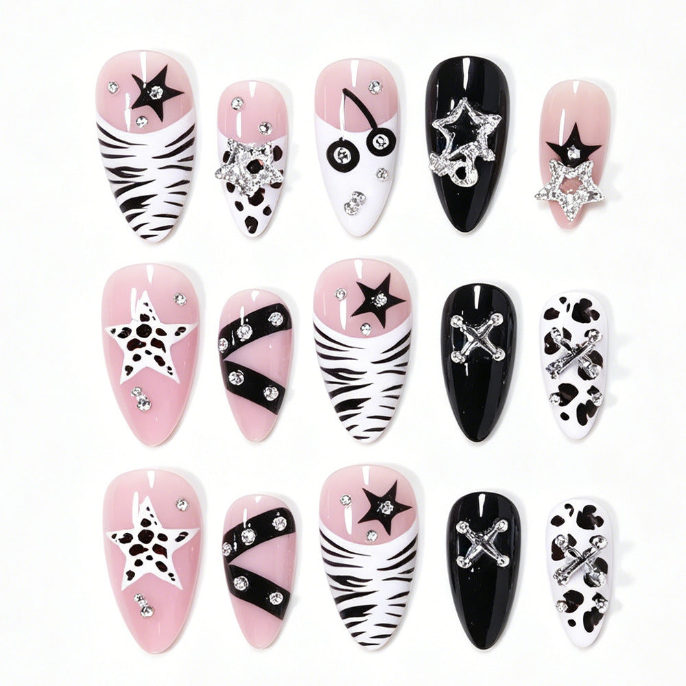 Decorative Press-On Nail Art Tips with Unique Accents Bowlift