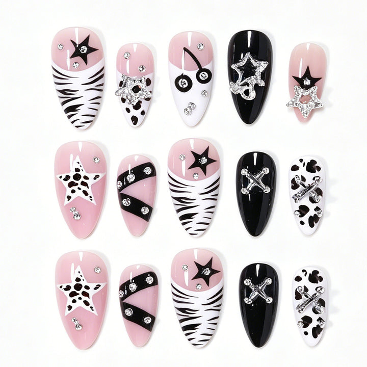 Decorative Press-On Nail Art Tips with Unique Accents Bowlift