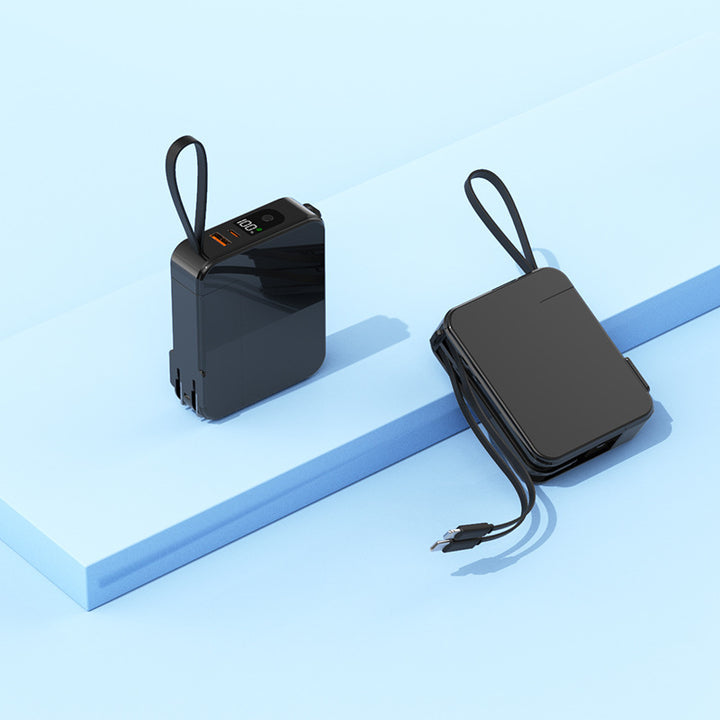 Compact travel charger with integrated USB-C port and digital display Bowlift
