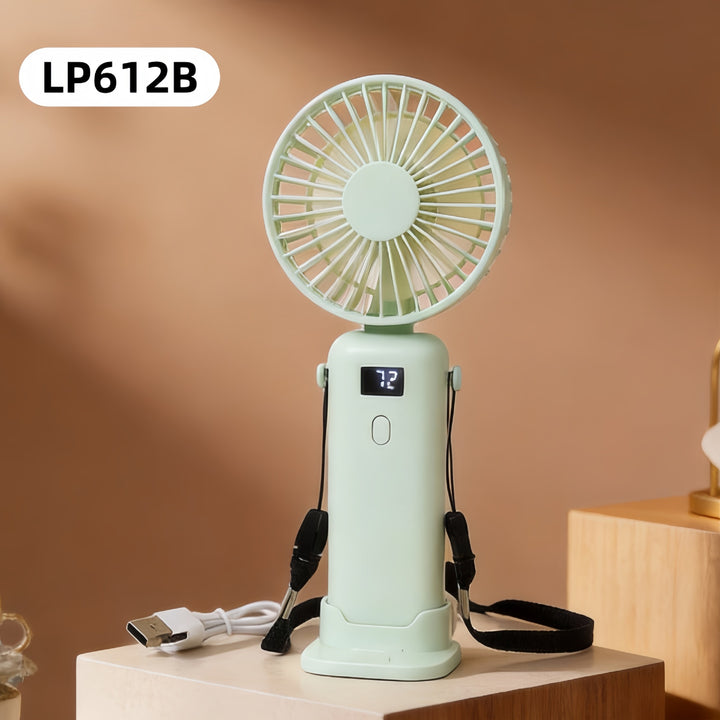 Women Portable Handheld Fan with LED Display and USB Connection Bowlift
