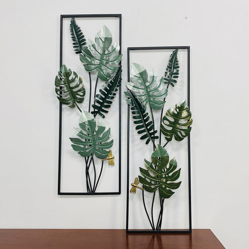 Decorative Metal Wall Art with Tropical Leaf Design Bowlift